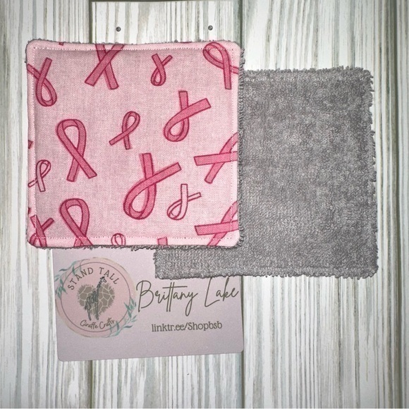 Hand Crafted Other - Breast Cancer awareness Reusable makeup remover pads (2 pack) handmade new